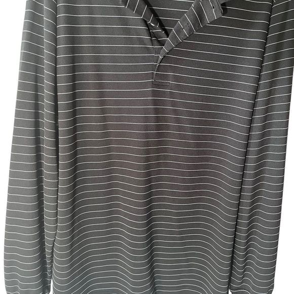 Polo Grand Slam Golf Polo Long Sleeved Black with White Pin Stripes - Picture 5 of 6